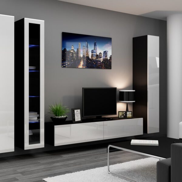 Vigo Επιδαπέδια Βιτρίνα Σαλονιού από Ξύλο White/Black Gloss 40x30x180cm