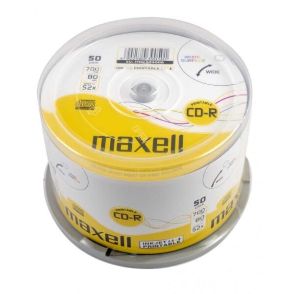 Maxell Εγγράψιμα CD-R 52x Printable 700MB Cake Box 50τμχ