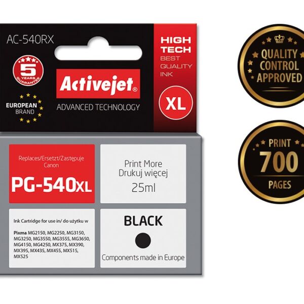 Active Jet Συμβατό Μελάνι Εκτυπωτή InkJet Canon PG-540XL 25ml Μαύρο