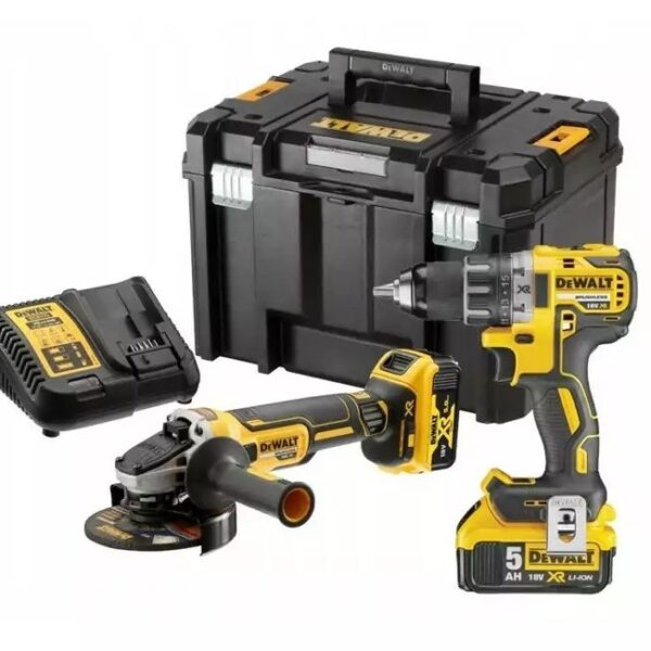 Dewalt Σετ Γωνιακός Τροχός & Δραπανοκατσάβιδο 18V με 2 Μπαταρίες 5Ah και Θήκη