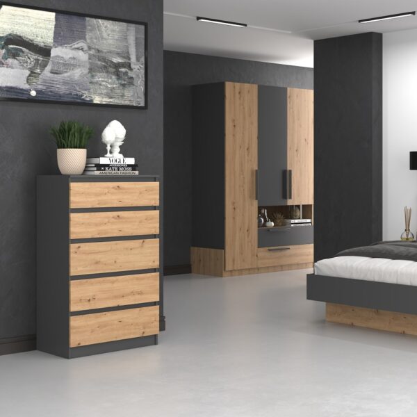 Συρταριέρα Κρεβατοκάμαρας Ξύλινη με 5 συρτάρια 40xx112εκ.