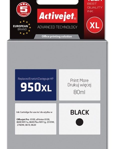 Active Jet Συμβατό Μελάνι Εκτυπωτή InkJet HP 950XL CN045AE 80ml Μαύρο
