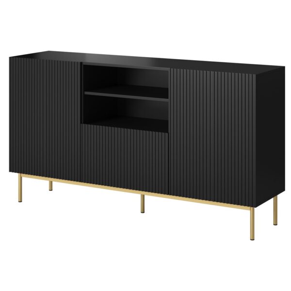 PAFOS chest of drawers on golden steel frame 150x40x90 cm matte black