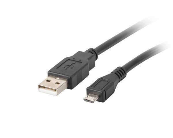 Lanberg Regular USB 2.0 to micro USB Cable Μαύρο 1m (CA-USBM-10CC-0010-BK)