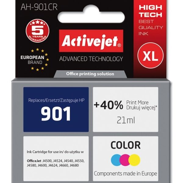 Active Jet Συμβατό Μελάνι Εκτυπωτή InkJet HP 901 CC656AE 500 Σελίδων 21ml Πολλαπλό (Color)