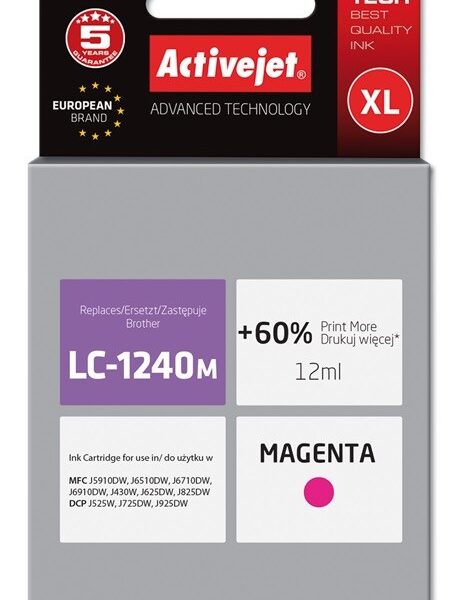 Active Jet Συμβατό Μελάνι Εκτυπωτή InkJet Brother LC-1240M 12ml Ματζέντα