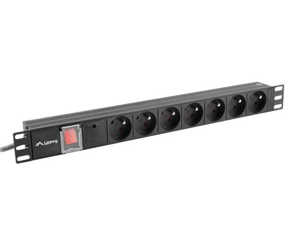 Lanberg Πολύπριζο Ασφαλείας 7 Θέσεων με Διακόπτη και Καλώδιο 2m