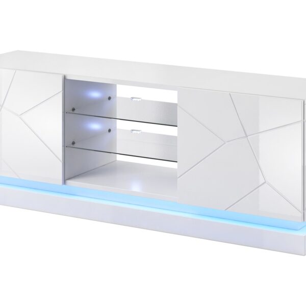 Έπιπλο Τηλεόρασης Ξύλινο Qiu 200 Λευκό Μ160xΠ42xΥ57cm
