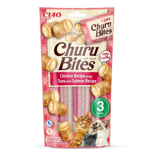 Inaba Churu Bites Λιχουδιές Σνακ με Κοτόπουλο Chicken, Tuna & Salmon για Ενήλικες Γάτες 10gr