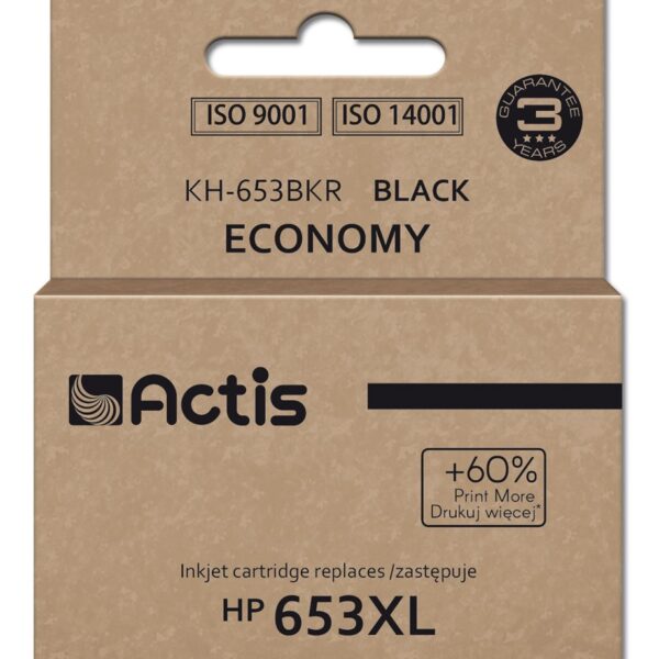 Actis Συμβατό Μελάνι Εκτυπωτή InkJet HP 653XL 3YM75AE 575 Σελίδων 20ml Μαύρο