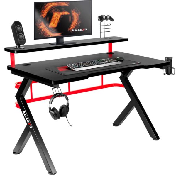Γραφείο Gaming Hero 5.0 με LED 120x59x112εκ. Black / Red