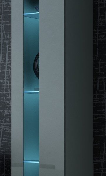 Vigo Κρεμαστή Βιτρίνα Σαλονιού από Μοριοσανίδα με Τζάμι & Φωτισμό Grey / Grey Gloss 40x30x180cm