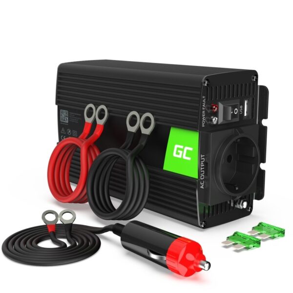 Green Cell Inverter Αυτοκινήτου 300W για Μετατροπή 12V DC σε 230V AC με 1xUSB