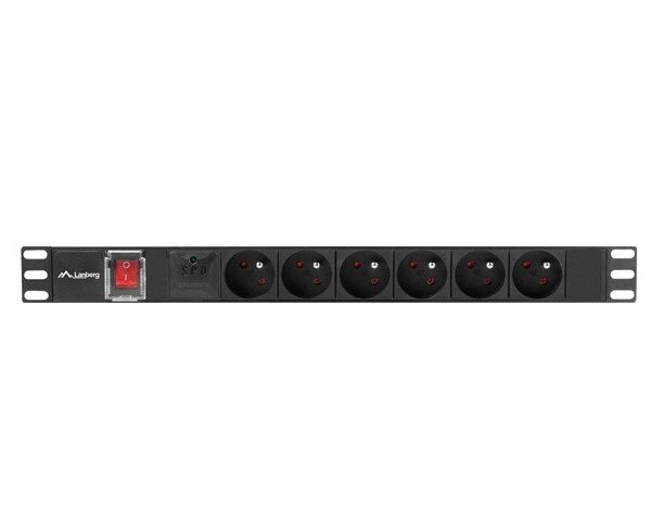 Lanberg Power Strip PDU Rack 19" (1U, 16A, 6X 230V PL, 2m) Μαύρο