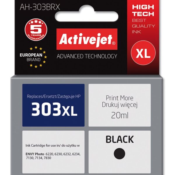 Active Jet Συμβατό Μελάνι Εκτυπωτή InkJet HP 303XL T6N04AE 600 Σελίδων 20ml Μαύρο