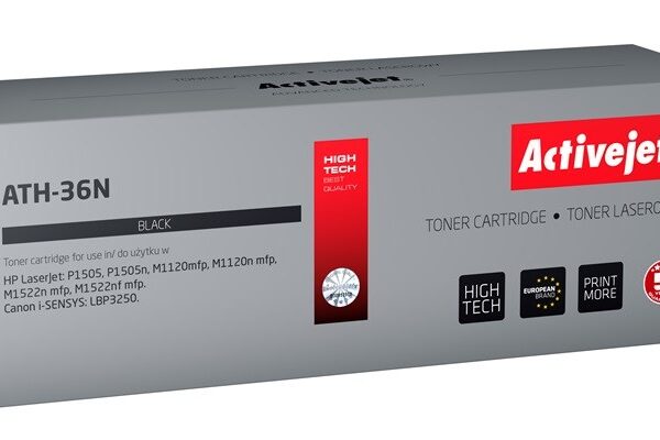 Active Jet Συμβατό Toner για Laser Εκτυπωτή HP 36A CB436A / Canon CRG-713 2000 Σελίδων Μαύρο
