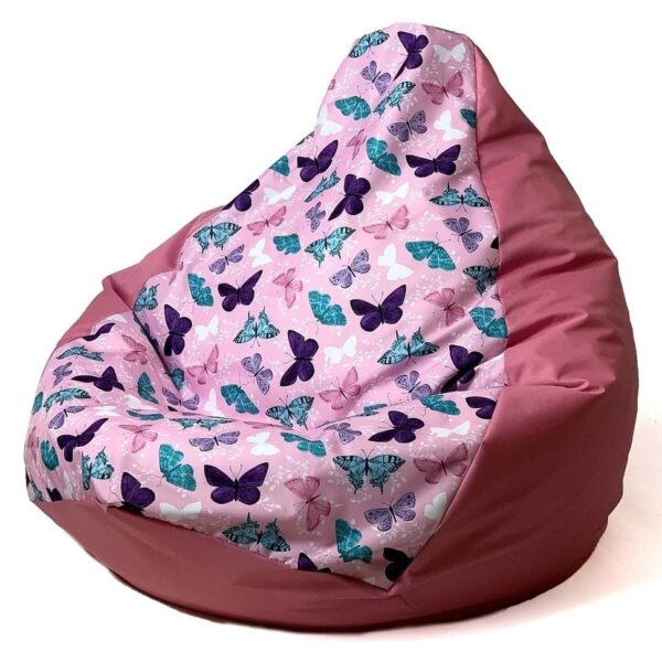 Sako bag pouffe Pear print dark pink-butterfly XL 130 x 90 cm