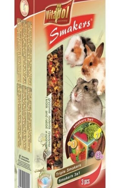 Vitapol Λιχουδιά για Κουνέλι / Χάμστερ / Ινδικό Χοιρίδιο με Ποπ-Κορν Smakers MIx 2 135gr 3τμχ