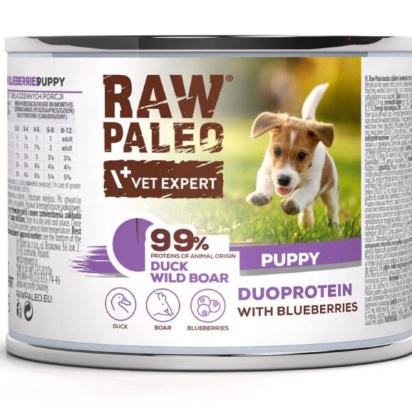 RAW PALEO Duoprotein Duck & Boar Puppy - wet dog food - 200g