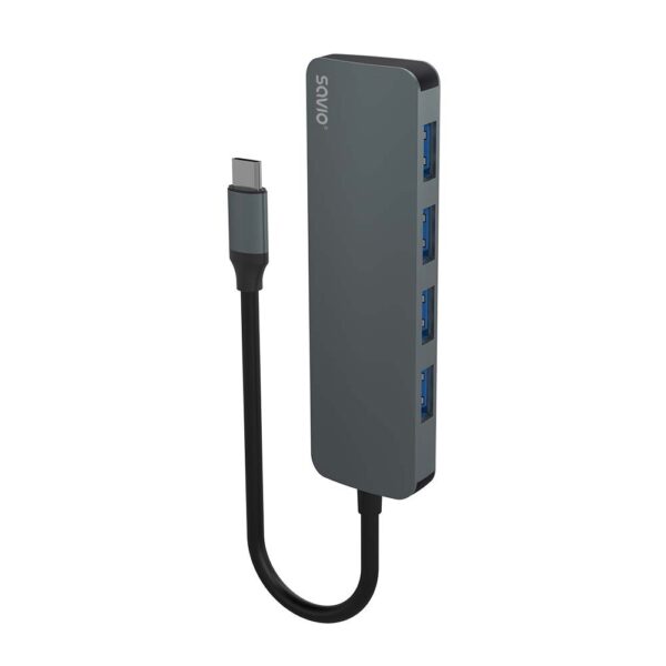 Savio USB 3.1 Hub 4 Θυρών με σύνδεση USB-C Γκρι