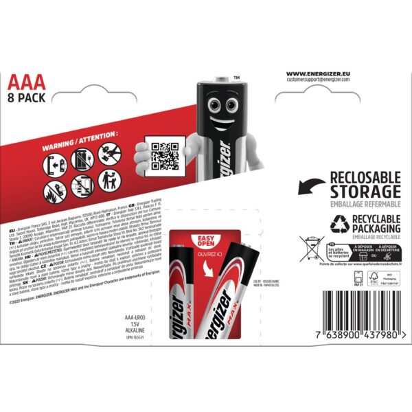 Energizer Max AAA 1.5V 8τμχ 01.001.0128