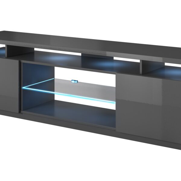 Έπιπλο Τηλεόρασης Ξύλινο Eva Graphite / Gloss Μ180xΠ40xΥ56cm