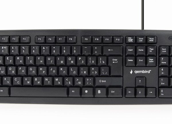 Gembird KB-U-103-RU keyboard Office USB QWERTY English, Russian Black