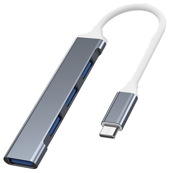 Vakoss USB 2.0 Hub 4 Θυρών με σύνδεση USB-C Ασημί