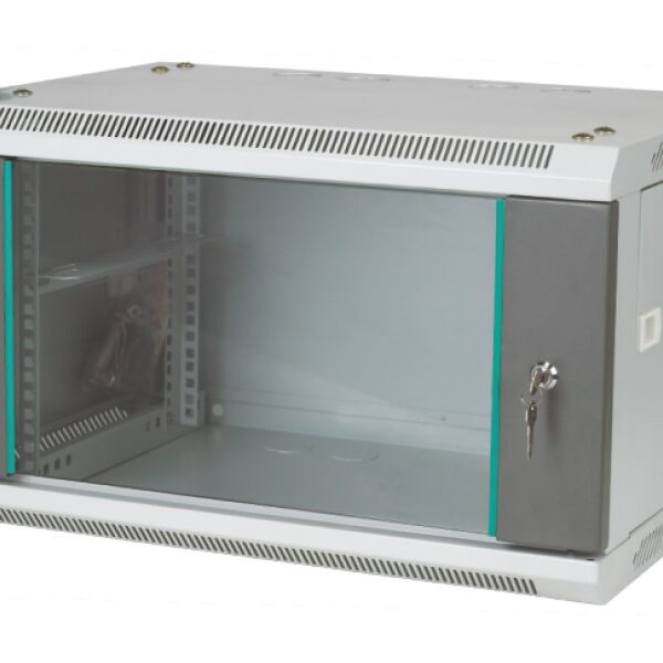Q-LANTEC 19" 6U 600x450 wall-mounted rack, glass door grey