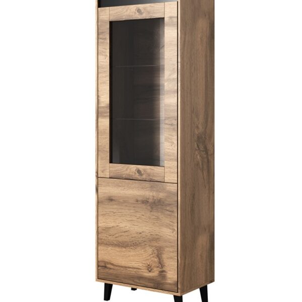 Nord Επιδαπέδια Βιτρίνα Σαλονιού από Μοριοσανίδα με Τζάμι Δρυς 38x60x182cm