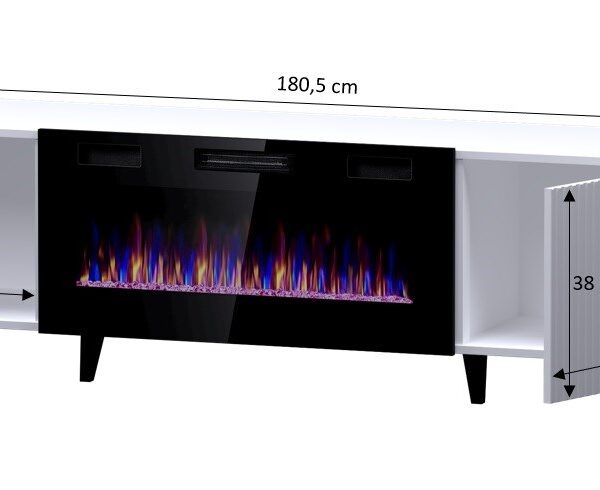 Έπιπλο Τηλεόρασης Ξύλινο Μαύρο ματ Μ180xΠ42xΥ49cm