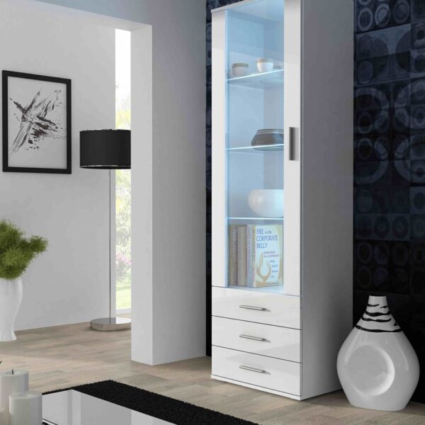 Soho Επιδαπέδια Βιτρίνα Σαλονιού από Μοριοσανίδα με Τζάμι Άσπρο 41x60x192cm