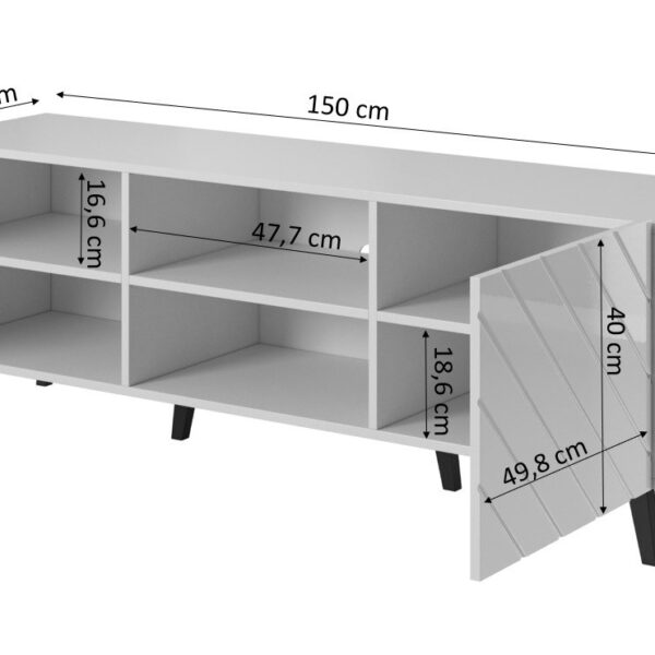Έπιπλο Τηλεόρασης Γωνιακό Ξύλινο με Ρόδες & Φωτισμό LED Black glossy Μ150xΠ42xΥ52cm