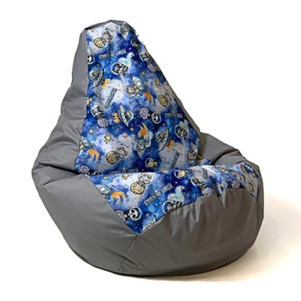 Sako sack pouffe pear print grey spaceships XL 130 x 90 cm