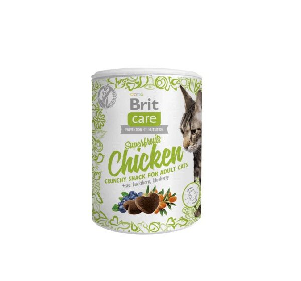 Brit Care Superfruit Chicken Λιχουδιές Σνακ Γάτας Κοτόπουλο, Ιπποφαές & Μύρτιλο 100gr