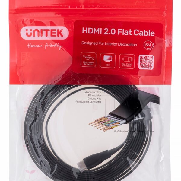 Unitek Flat HDMI male - HDMI male 5m Μαύρο (C11063BK-5M)