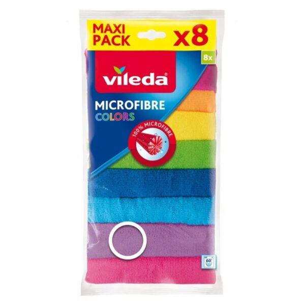 Vileda Colors Πανάκια Καθαρισμού με Μικροΐνες Γενικής Χρήσης Πολύχρωμα 30x30εκ. 8τμχ