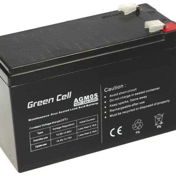 Green Cell με Χωρητικότητα 7.2Ah και Τάση 12V AGM05 1τμχ