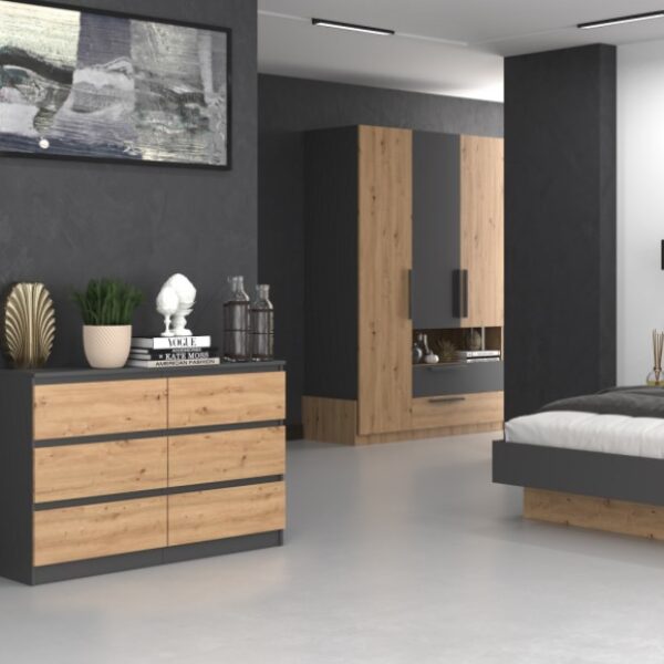 Συρταριέρα Κρεβατοκάμαρας Ξύλινη M6 με 6 συρτάρια 120x30x77εκ.