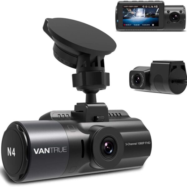 Vantrue Dashcam N4 2.5K Σετ Κάμερα DVR Αυτοκινήτου 1440P με Οθόνη 2.45" για Παρμπρίζ με Βεντούζα & Κάμερα Οπισθοπορείας