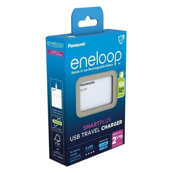 Panasonic Eneloop Smart & Quick BQ-CC87 USB Φορτιστής 4 Μπαταριών Ni-MH Μεγέθους AA/AAA σε Λευκό χρώμα