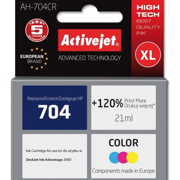 Active Jet Συμβατό Μελάνι Εκτυπωτή InkJet HP 704 CN693AE 440 Σελίδων 21ml Πολλαπλό (Color)