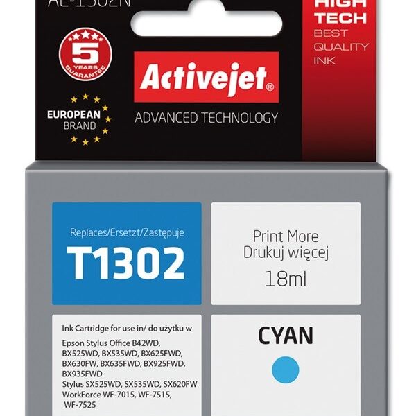 Active Jet Συμβατό Μελάνι Εκτυπωτή InkJet Epson T1302 18ml Κυανό