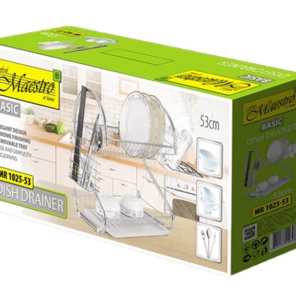 Maestro Στεγνωτήρας Νεροχύτη Διώροφος από Ανοξείδωτο Ατσάλι σε Λευκό Χρώμα 53cm