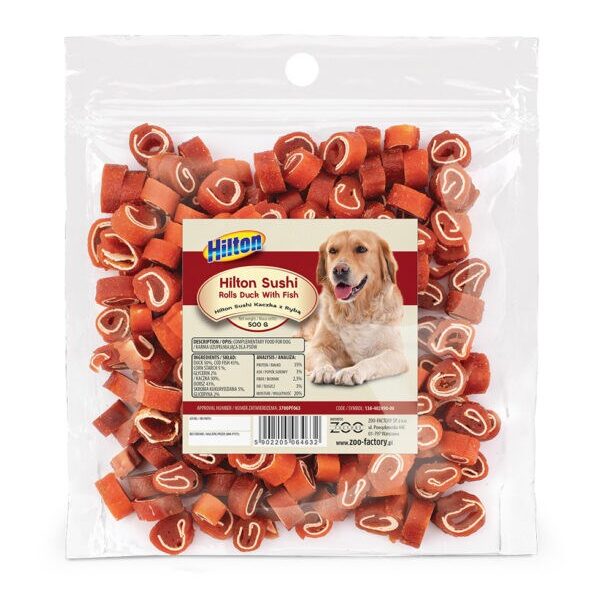 Hilton Λιχουδιά Σκύλου Μικρόσωμων Φυλών χωρίς Γλουτένη με Πάπια και Ψάρι 500gr
