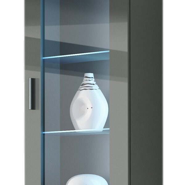 Soho Κρεμαστή Βιτρίνα Σαλονιού από Μοριοσανίδα με Τζάμι Γκρι 29x60x115cm