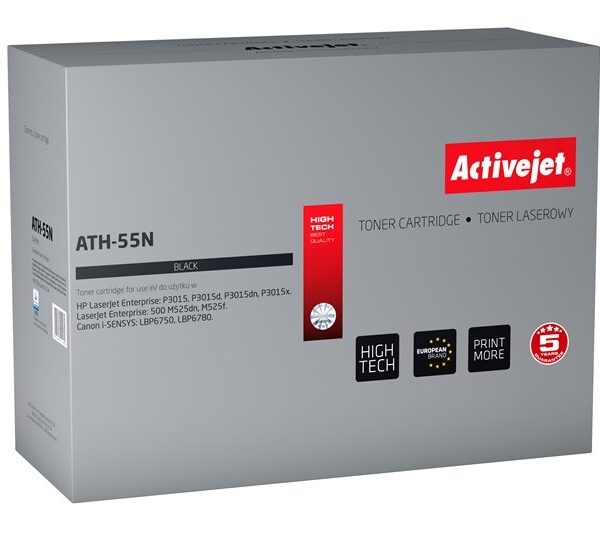 Active Jet Συμβατό Toner για Laser Εκτυπωτή HP 55A CE255A 6000 Σελίδων Μαύρο