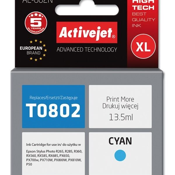 Active Jet Συμβατό Μελάνι Εκτυπωτή InkJet Epson T0802 13.5ml Κυανό