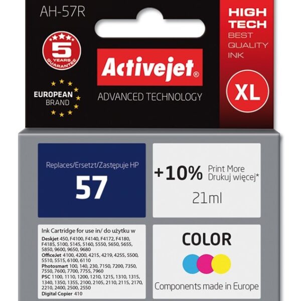 Active Jet Συμβατό Μελάνι Εκτυπωτή InkJet HP 57 C6657A 21ml Πολλαπλό (Color)