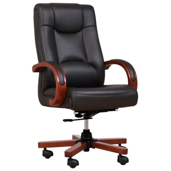 LEADER leather armchair black
